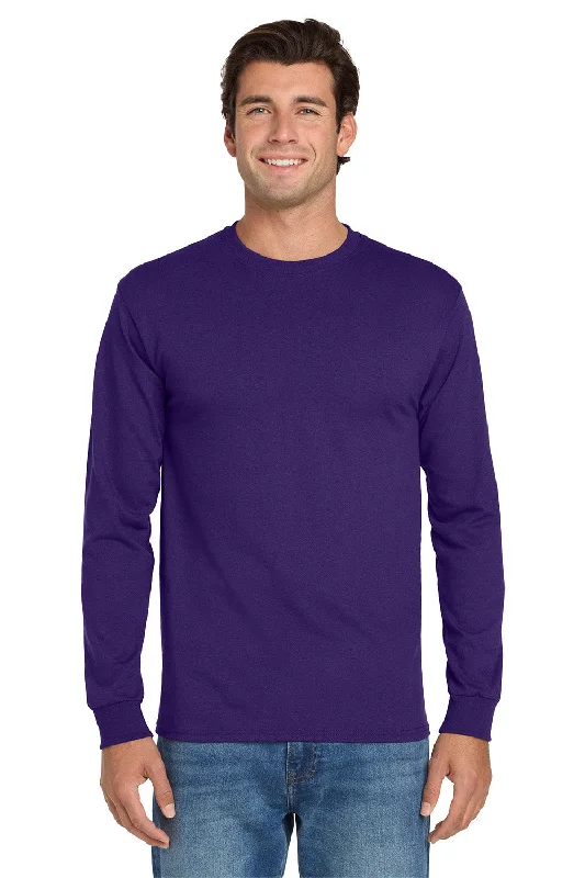 Comfortable Sweaters Jerzees Mens Dri-Power Moisture Wicking Long Sleeve Crewneck T-Shirt - Deep Purple