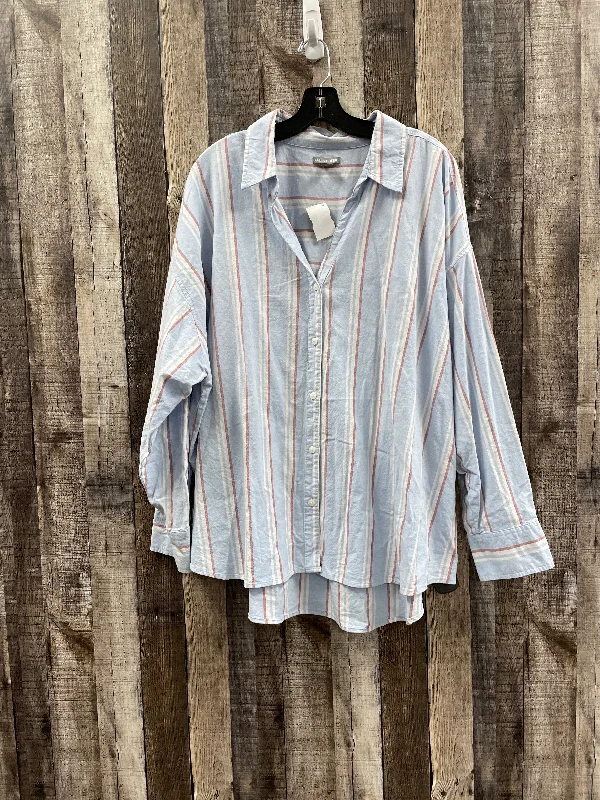 Hipster Style Top Long Sleeve By Falls Creek In Striped Pattern, Size: 3x