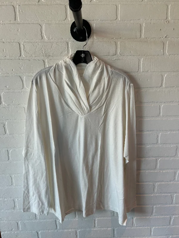 Smart Accessories Top Long Sleeve Basic By Lands End In White, Size: 3x