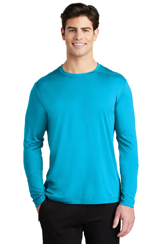 Warm Sweaters Sport-Tek Mens Moisture Wicking Long Sleeve Crewneck T-Shirt - Sapphire Blue