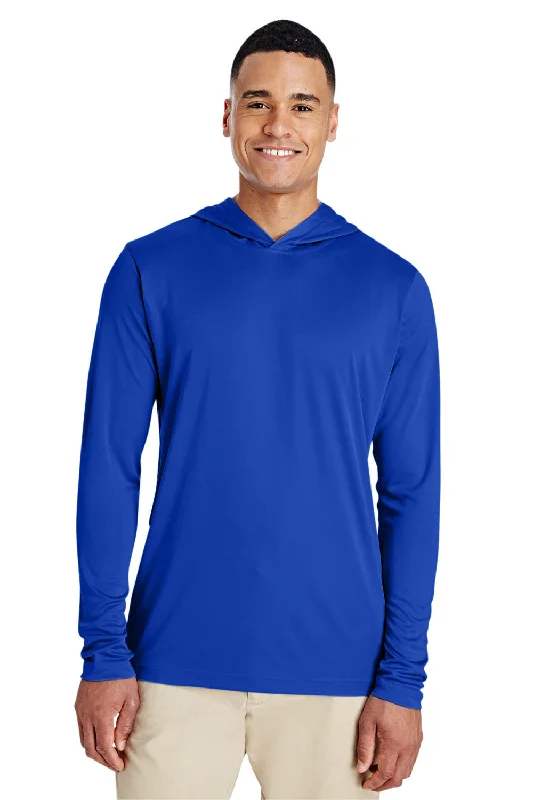 Comfortable Wardrobe Team 365 Mens Zone Performance Moisture Wicking Long Sleeve Hooded T-Shirt Hoodie - Royal Blue