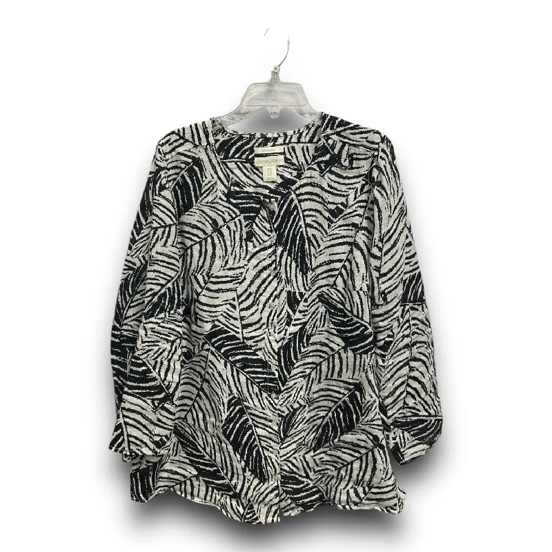 Everyday Jackets Top Long Sleeve By Cynthia Rowley In Black & White, Size: 1x