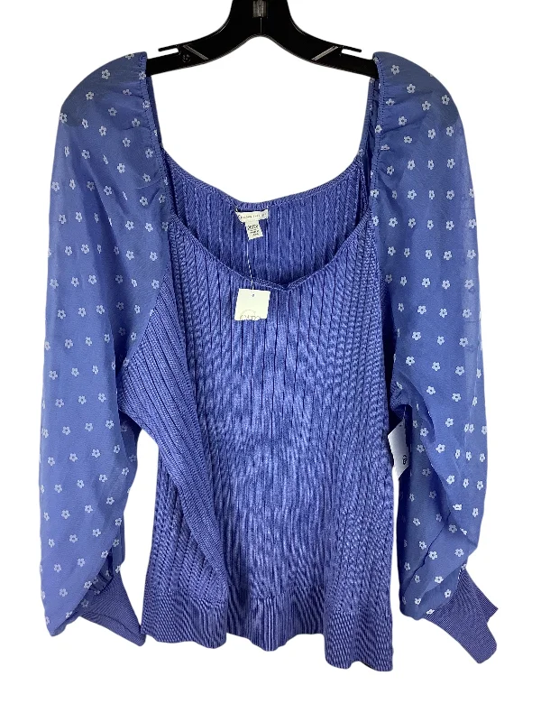 Sporty Sweatshirts Top Long Sleeve By Cato In Purple, Size: 3x