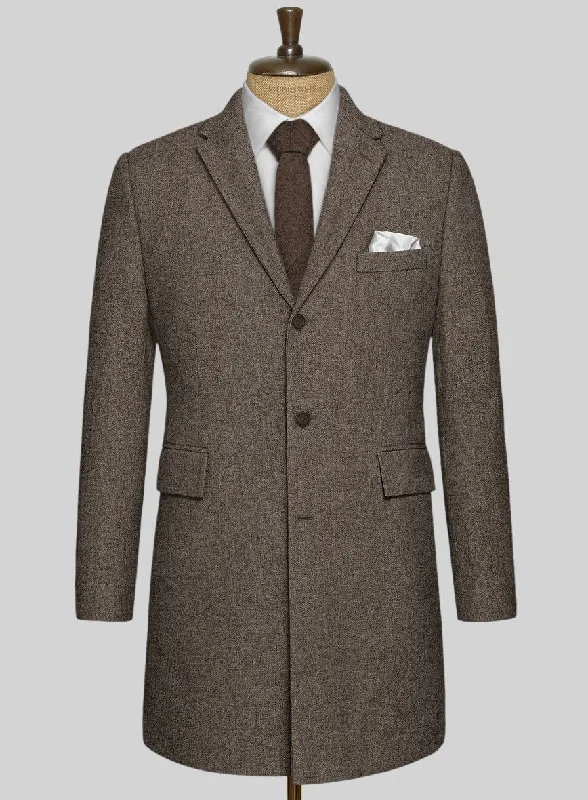 Warm Jackets Dapper Brown Tweed Overcoat