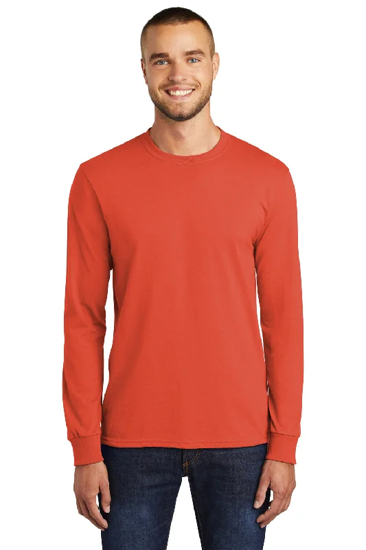 Smart Outfits Port & Company Mens Core Long Sleeve Crewneck T-Shirt - Orange