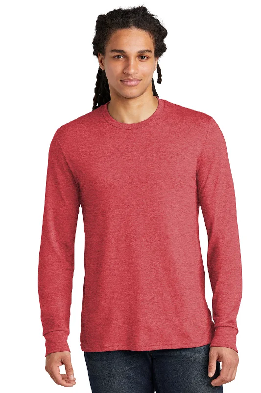 Comfortable Bottoms District Mens Perfect Tri Long Sleeve Crewneck T-Shirt - Red Frost