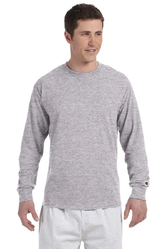 Minimal Tops Champion Mens Long Sleeve Crewneck T-Shirt - Light Steel Grey/Oxford Grey