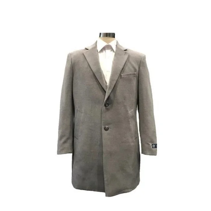 Trendy Jackets Mens Single Breasted Notch Lapel Light Grey Overcoat