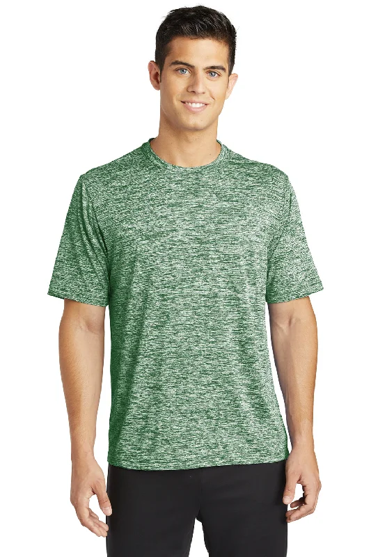 Casual Cardigans Sport-Tek Mens Electric Heather Moisture Wicking Short Sleeve Crewneck T-Shirt - Forest Green Electric