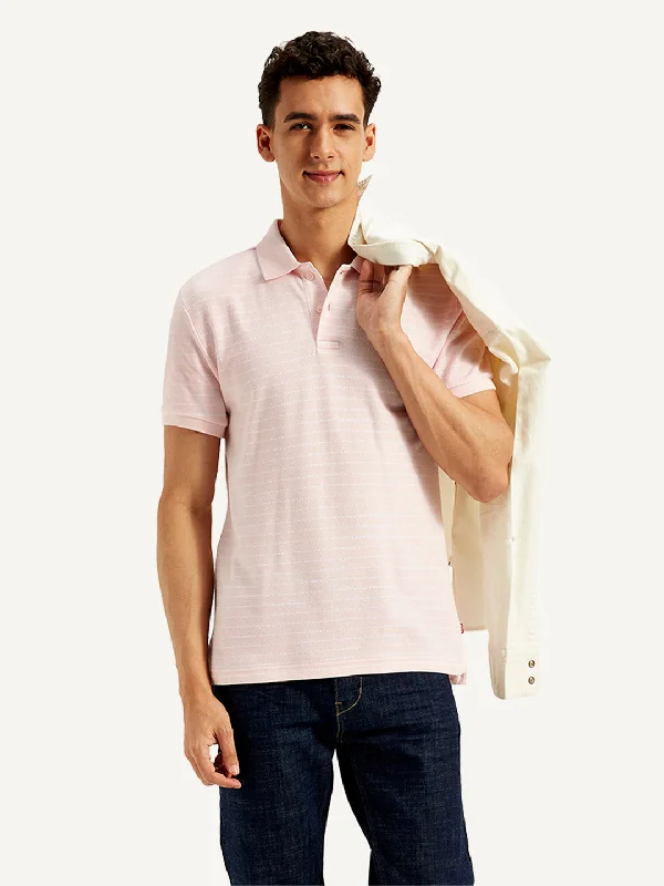 Practical Jeans Men's Pin Stripes Slim Fit Polo T-Shirt