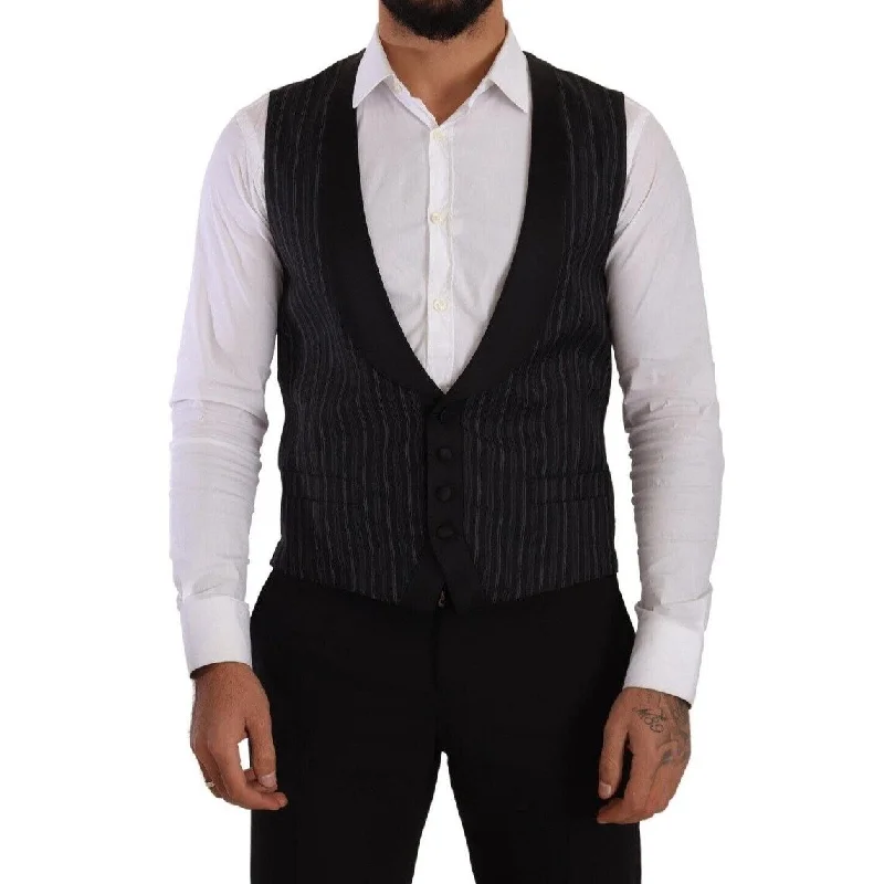 Work Boots Dolce & Gabbana Elegant Striped Formal Dress Men's Vest