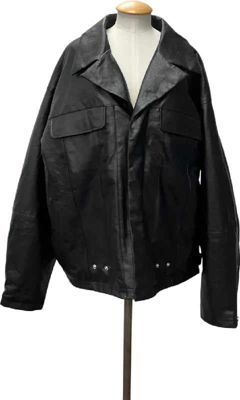 Button-down Shirts boohooMan Oversized Official Boxy Pu Collared Bomber Jacket In Black UK XL