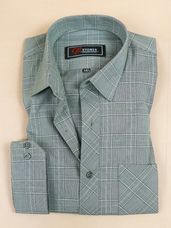 Dress Shoes Grey Checks Formal Dress Shirt For Mens AZ MFS48