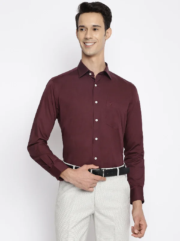 Cool Hoodies Men's Maroon Formal Plain Full Sleeve Shirt