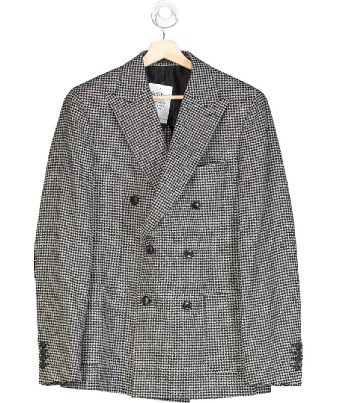 Relaxed Shirts REISS Grey Grange Double-breasted Houndstooth Blazer UK 38" CHEST