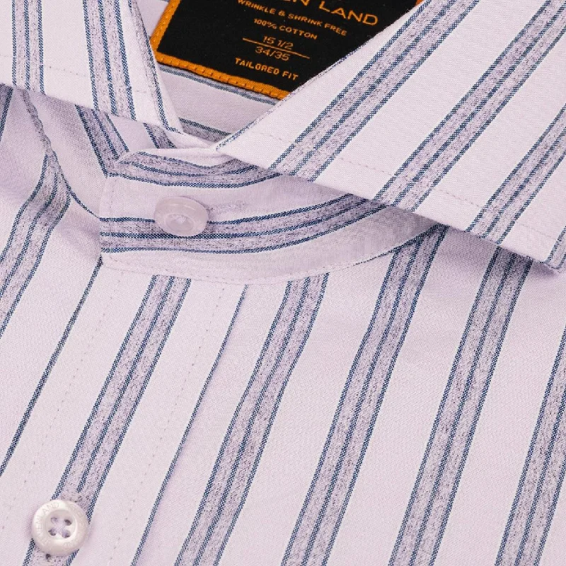 Sporty Blazers Steven Land Mens Purple Striped 100% Cotton French Cuff Dress Shirt