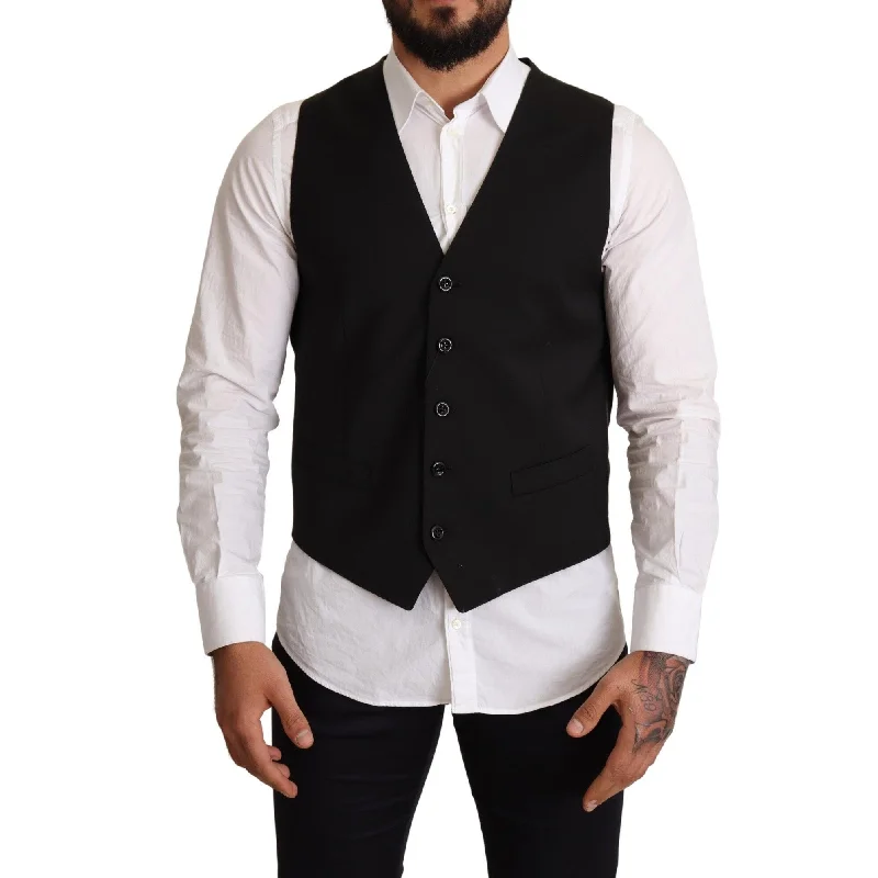 Stylish Blazers Dolce & Gabbana Elegant Black Formal Dress Men's Vest