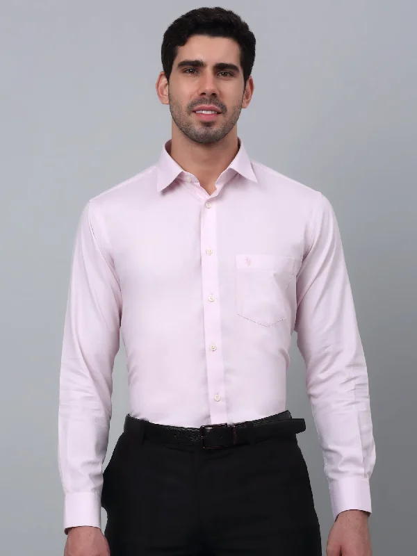 Everyday Suits Men's Pink Formal Self Textured Full Sleeve Shirt