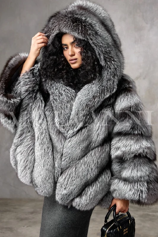 Cool Outerwear AILIN Silver Fox Fur Coat