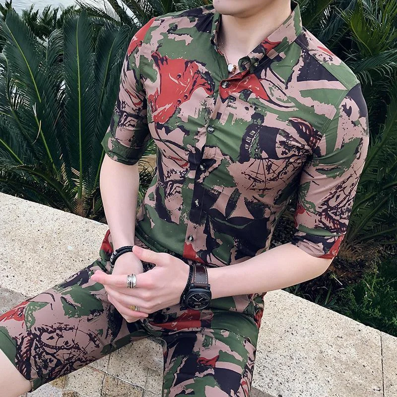 Designer Ties Camoflage Shorts Set Casual Men's Tracksuit Set