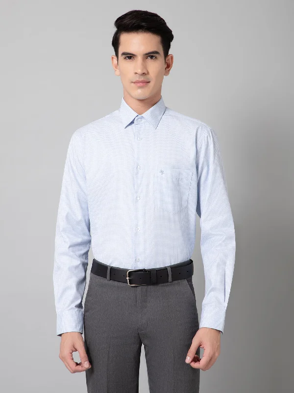 Casual Trends Men's Light Blue Formal Self Textured Full Sleeve Shirt