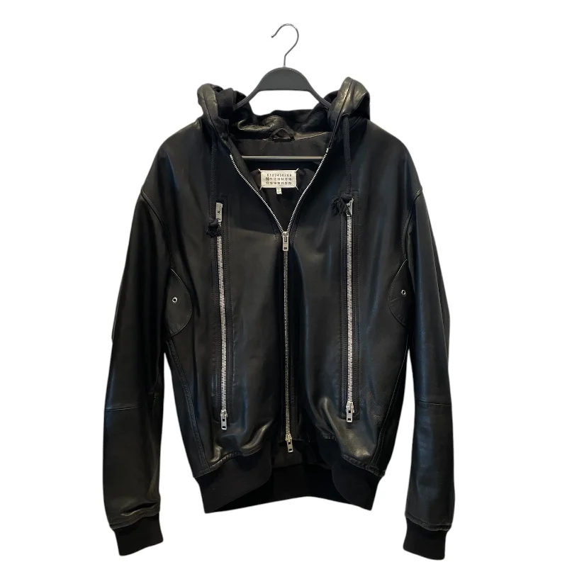 Comfy Shirts Maison Margiela/Leather Jkt/52/Leather/BLK/HOODED SPORT JACKET