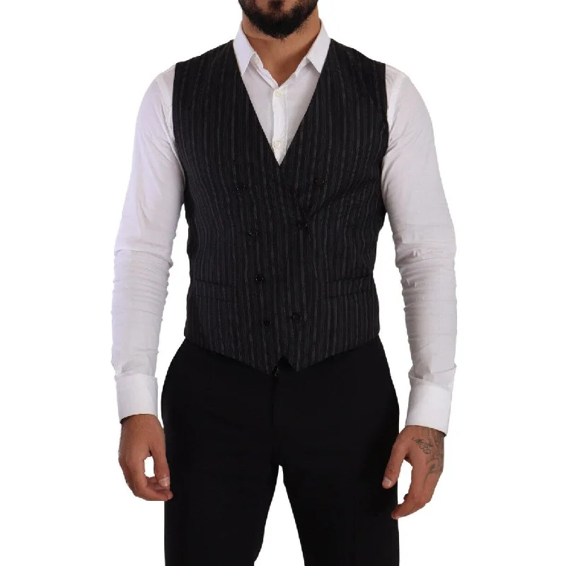 Trendy Joggers Dolce & Gabbana Elegant Striped Double-Breasted Dress Men's Vest