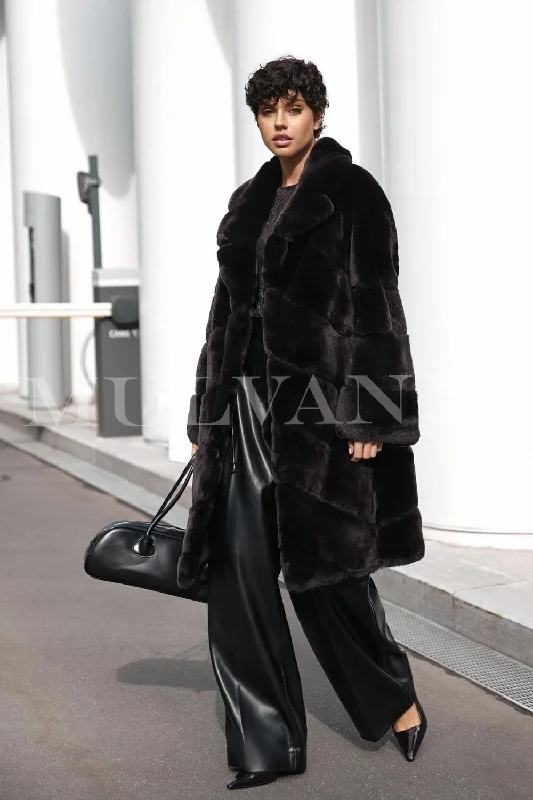 Stylish Blazers OTTAVIA Black Rex Rabbit Coat