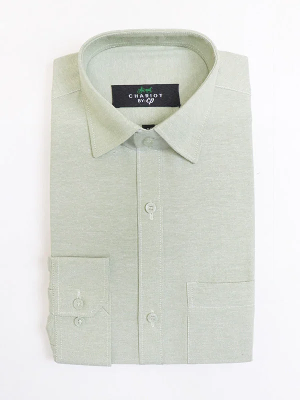 Elegant Pants Men's Chambray Formal Dress Shirt Light Green