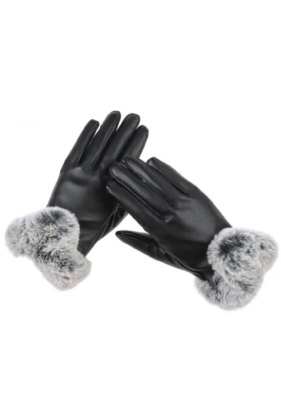 Fashion Hoodies Genuine Leather Gloves with Fox Fur