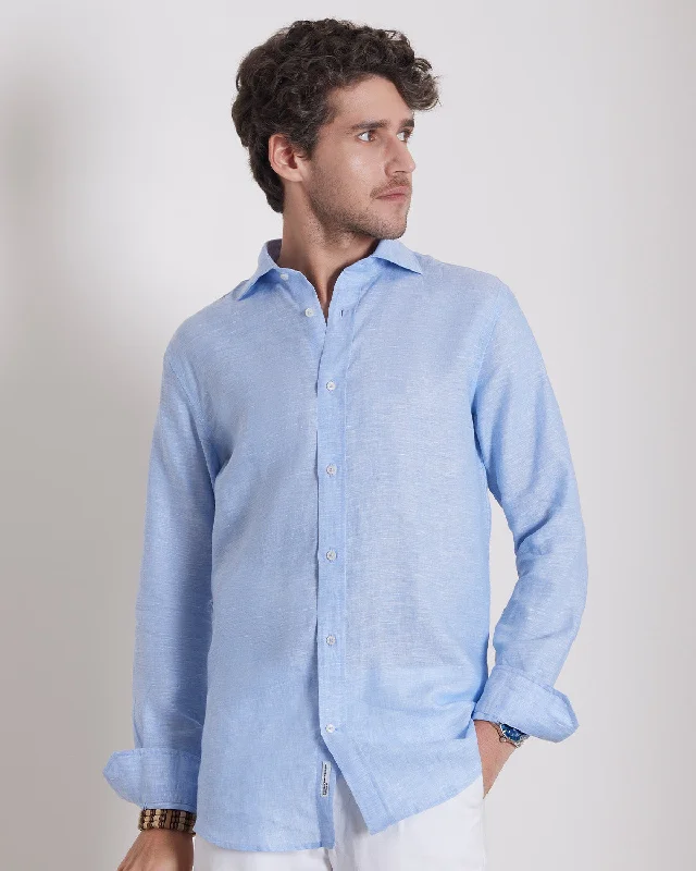 Smart Designs 100% Linen Shirt - Light Blue