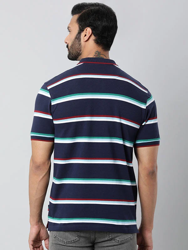 Cargo Shorts Men Striped Polo T-Shirt