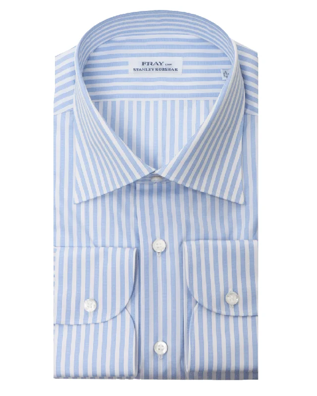 Versatile Outfits White and Light Blue Striped Byron Dress Shirt