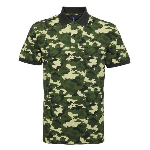 Classic Shirts Asquith & Fox Mens Short Sleeve Camo Print Polo Shirt