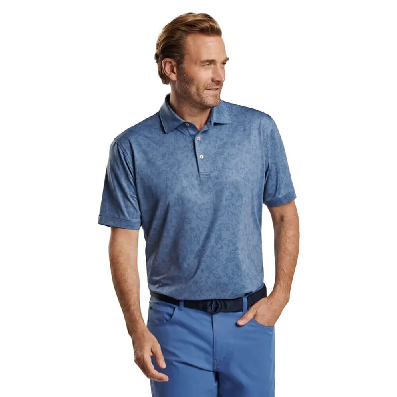 Summer Outfits Peter Millar Carrow Botanical Performance Jersey Polo Shirt - Astral Blue