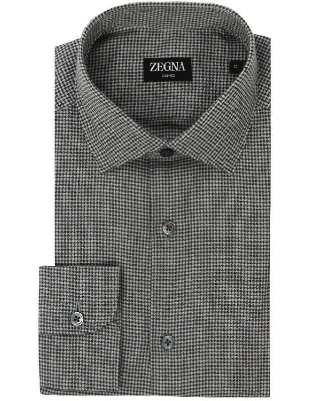 Casual Cardigans Light Grey Houndstooth Sportshirt