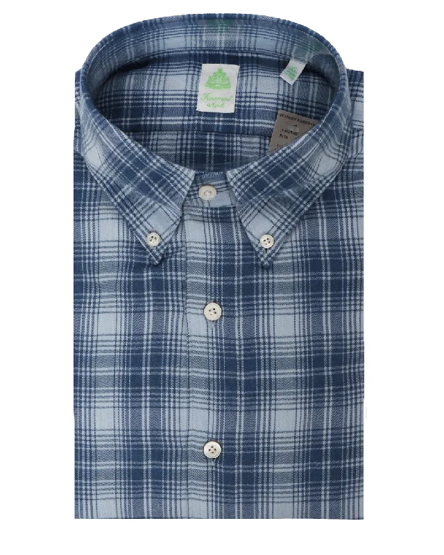 Chunky Sneakers Blue Plaid Brushed Flannel Sportshirt