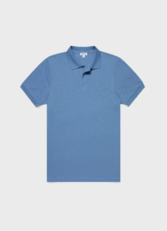 Preppy Pants Men's Piqué Polo Shirt in Como Blue