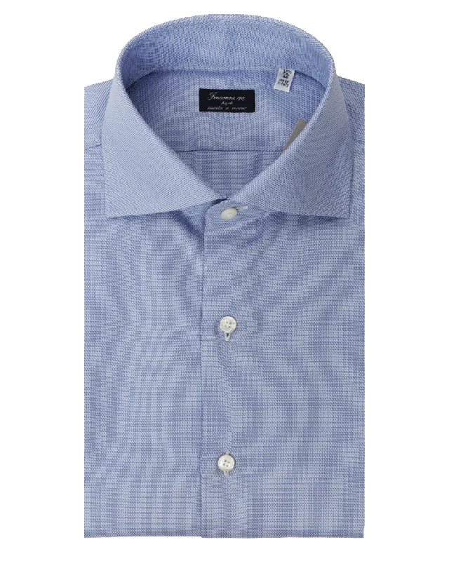 Dapper Suits Blue Herringbone Dress Shirt