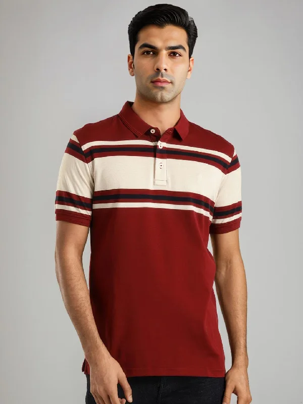 Funky T-shirts Men Striped Polo T-Shirt