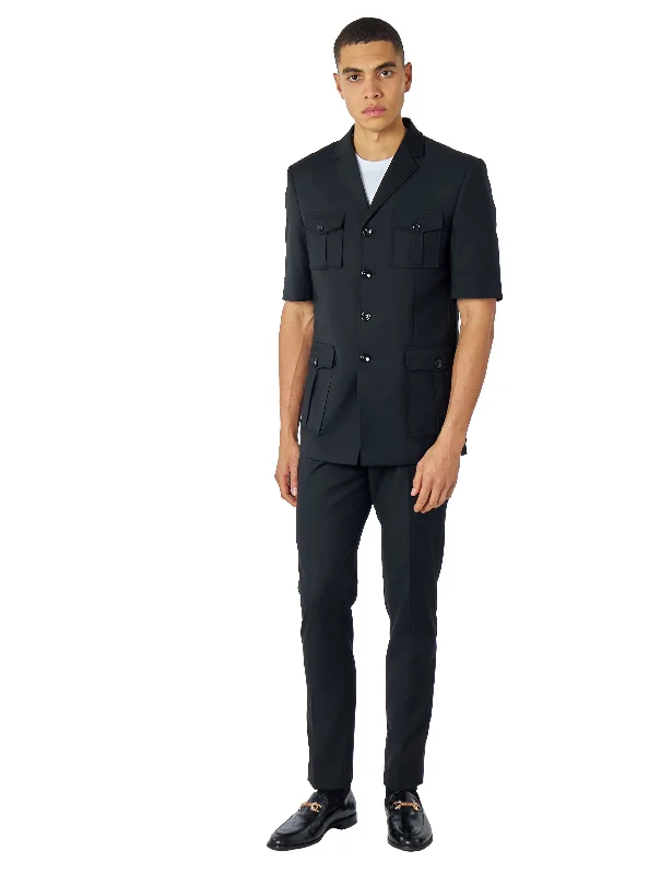 Work Boots Retro Black 2 Piece Short Sleeve Safari Suit