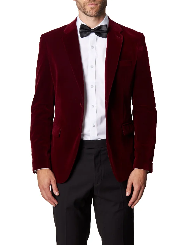 Layered Jackets GARY- MAROON VELVET BLAZER