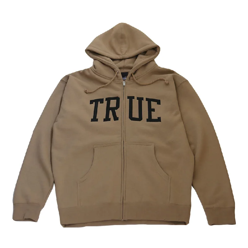 Soft Tees Men's True Arched Zip Hoodie Tan