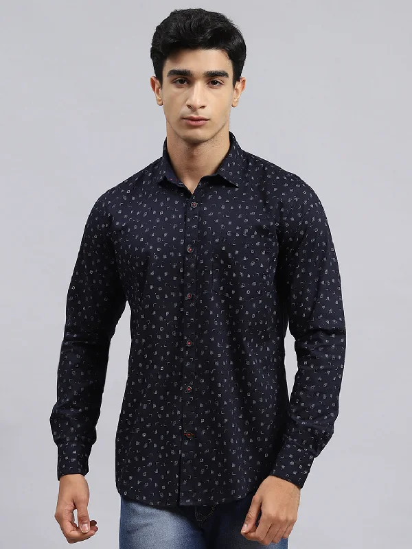 Cool Gear Men Navy Blue Printed Shirt