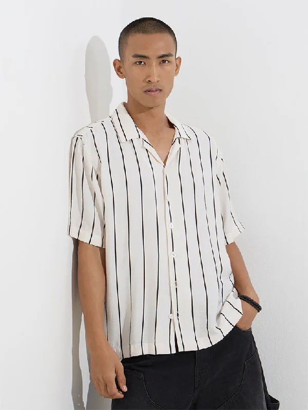 Bold Shirts Nuon Off-White Striped Relaxed-Fit Shirt