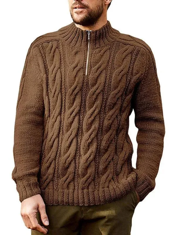 Classic Coats Zipper Half Turtleneck Men Sweater