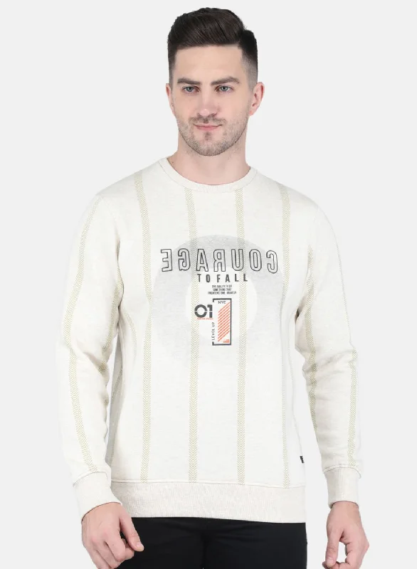 Comfortable Sweaters Men Beige Printed Sweatshirt