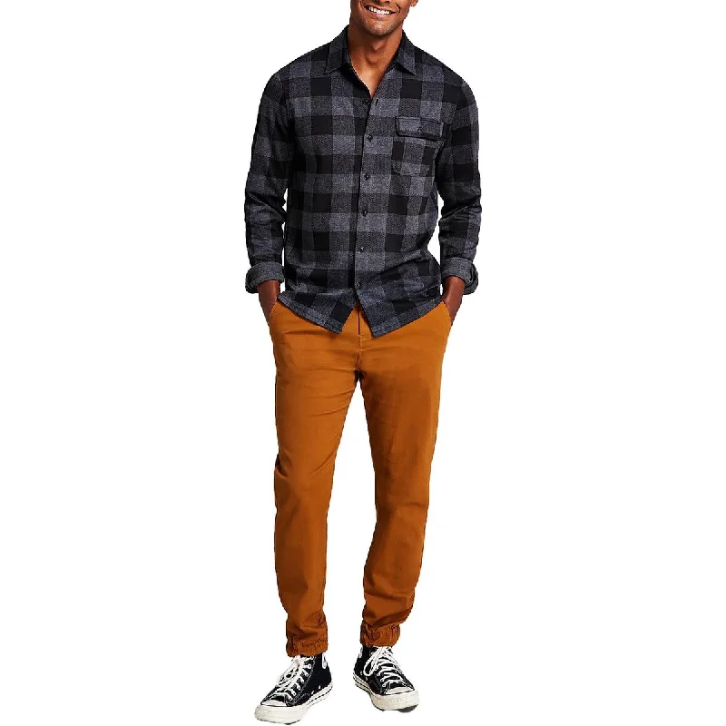 Sleek Pants And Now This Mens Plaid Long Sleeves Button-Down Shirt