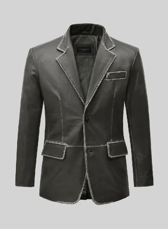 Street Shorts Rubbed Charcoal Medieval Leather Blazer