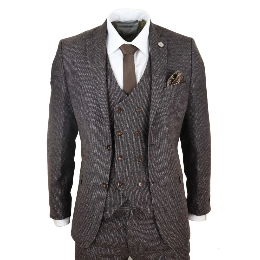 Trendy Outerwear STZ32 - Men's Wool 3 Piece Suit Double Breasted Waistcoat Tweed 1920s